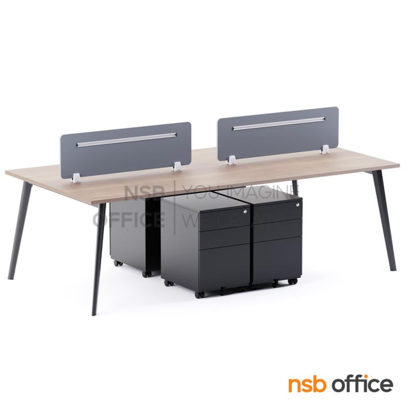 ชุดโต๊ะทำงานกลุ่ม 4 ที่นั่ง รุ่น Carbon II (คาร์บอน 2) ขนาด 240W*120D cm. พร้อมตู้ลิ้นชักเหล็กล้อเลื่อน และมินิสกรีนหุ้มผ้า 