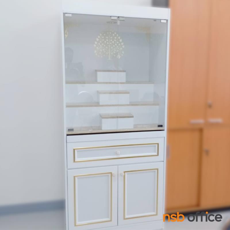 โต๊ะหมู่บูชา มีไฟในตัว รุ่น รุ่งอรุณ ขนาด 80W cm. สีโซลิต/ขาว