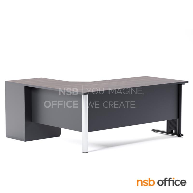 โต๊ะผู้บริหารตัวแอล 3 ลิ้นชัก รุ่น McLean (แม็กลีน) ขนาด 180W cm. ขาเหล็ก 