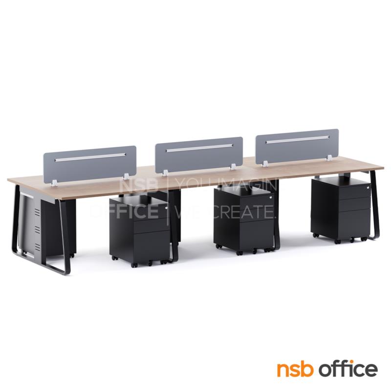 ชุดโต๊ะทำงานกลุ่ม รุ่น Lenke (เล็งเก้ ) 4 และ 6 ที่นั่ง พร้อมตู้ลิ้นชักเหล็กล้อเลื่อน และมินิสกรีนหุ้มผ้า