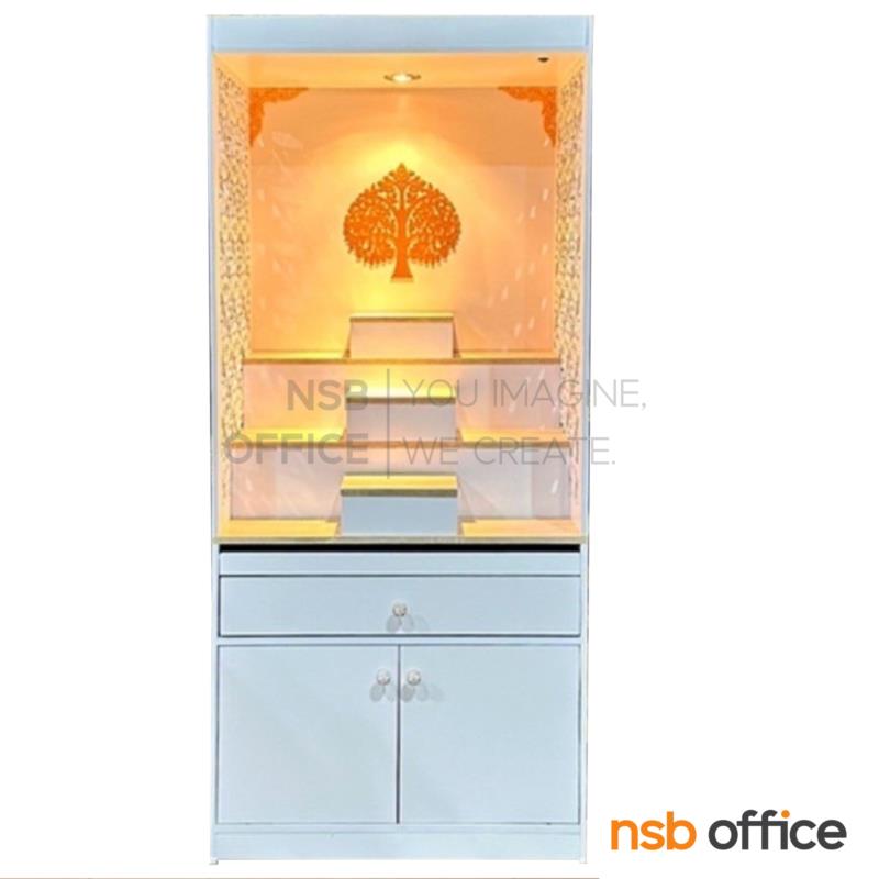 G18A022:โต๊ะหมู่บูชา ลายฉลุข้าง มีไฟในตัว รุ่น อมรินทร์ สีโซลิต/ขาว ขนาด 80W cm.