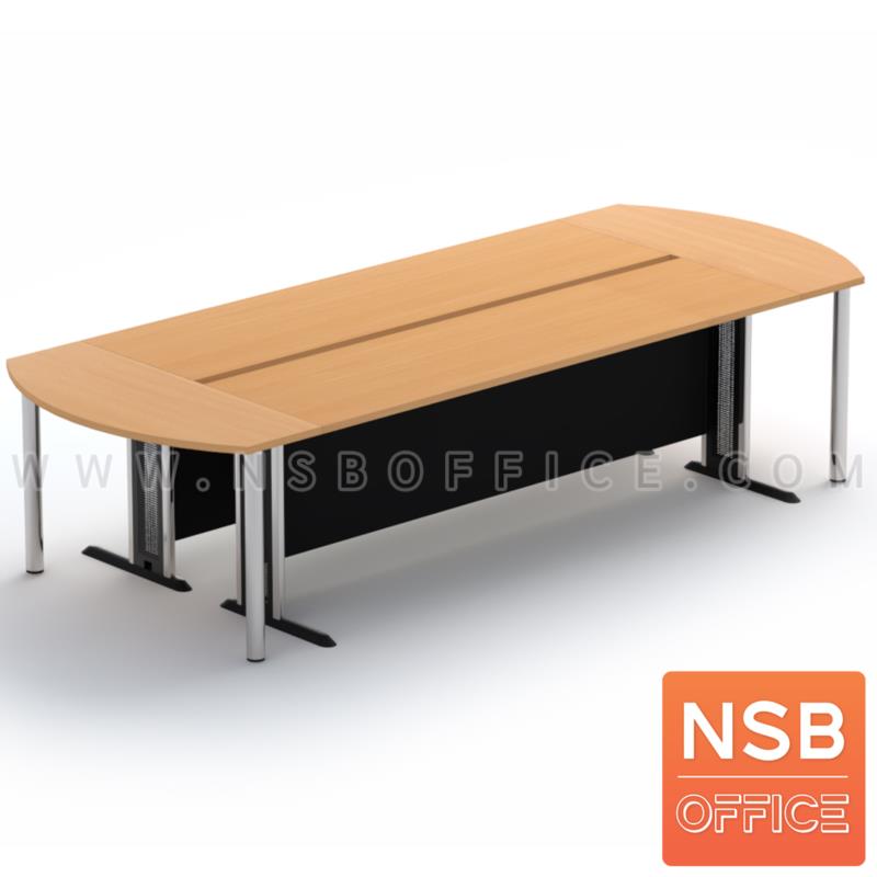 โต๊ะประชุมสี่เหลี่ยมหัวโค้ง รุ่น Spielman (สปีลแมน) 8, 10, 12 ที่นั่ง พร้อมช่องร้อยสายไฟได้ ขาเหล็กตัวแอล