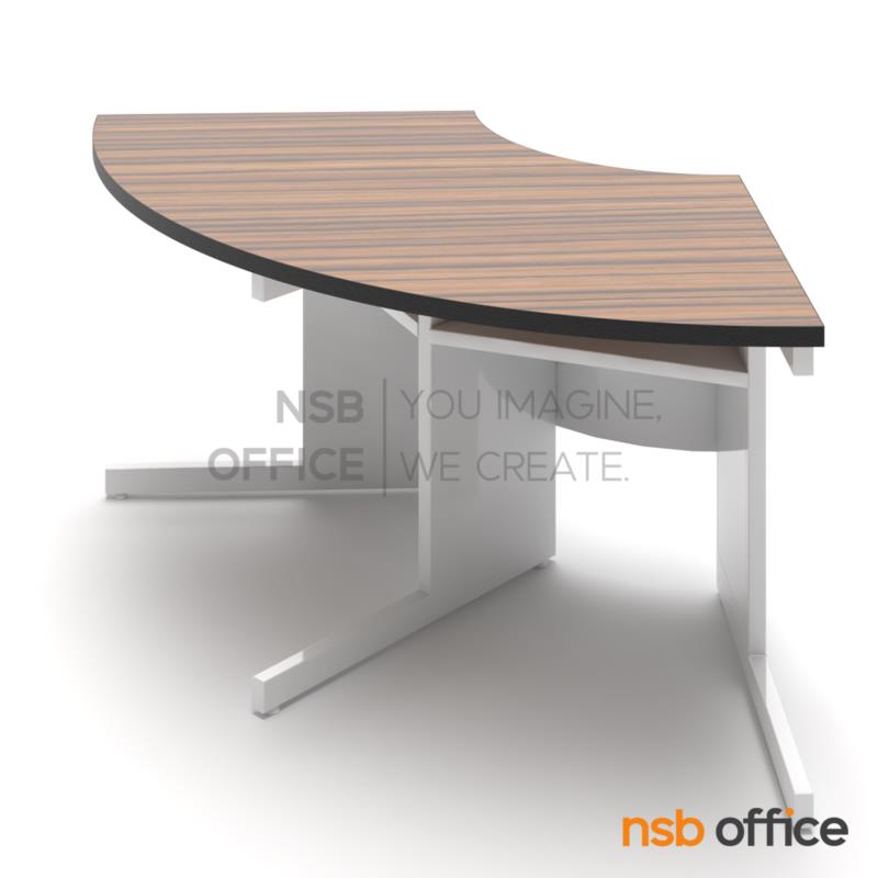 A05A039:โต๊ะเข้ามุมทรงโค้ง Top โฟเมก้า รุ่น Aadila (อาดิล่า) ขนาด R90 ,R120 cm. ขาเหล็กตัวแอล