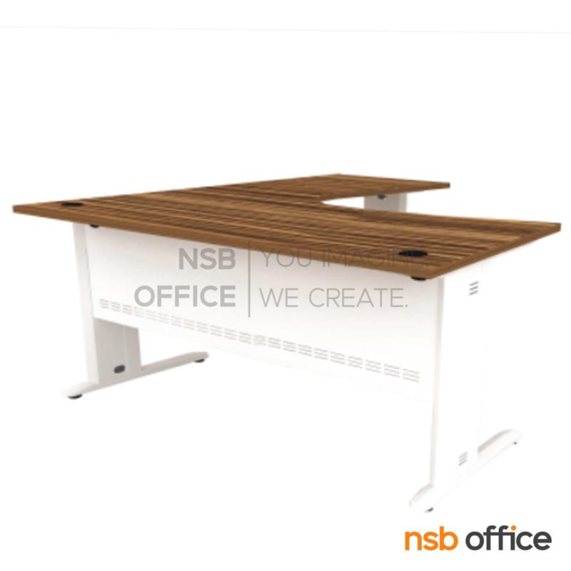 โต๊ะทำงานตัวแอล รุ่น Bellerose (เบลล์โรส) ขนาดเริ่มต้น 135W cm. ขาเหล็กพ่นขาว สีซีบราโน่-ขาว