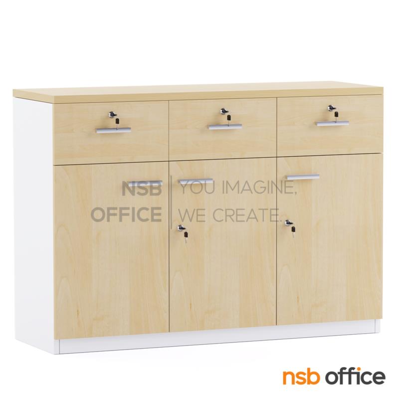 C01A137:ตู้เอกสาร 3 บานเปิด 3 ลิ้นชัก รุ่น Mystery (มิสเทอรี่) สูง 85H cm.  เมลามีน