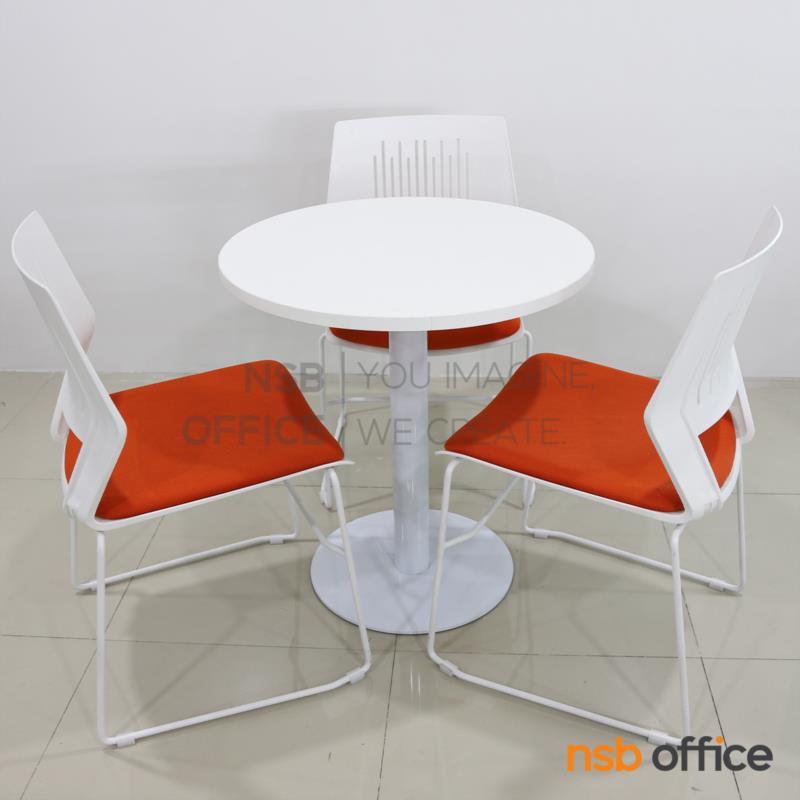 ชุดโต๊ะหน้าท็อปเมลามีน 3 ที่นั่ง  รุ่น Baldum (บัลดัม) ขนาด 70Di cm.  พร้อมเก้าอี้โพลี