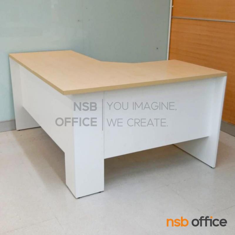 โต๊ะทำงานตัวแอลหน้าโค้งเว้า 2 ลิ้นชัก รุ่น Lovato (โลวาโต) ขนาด 150W1*120W2 cm.  