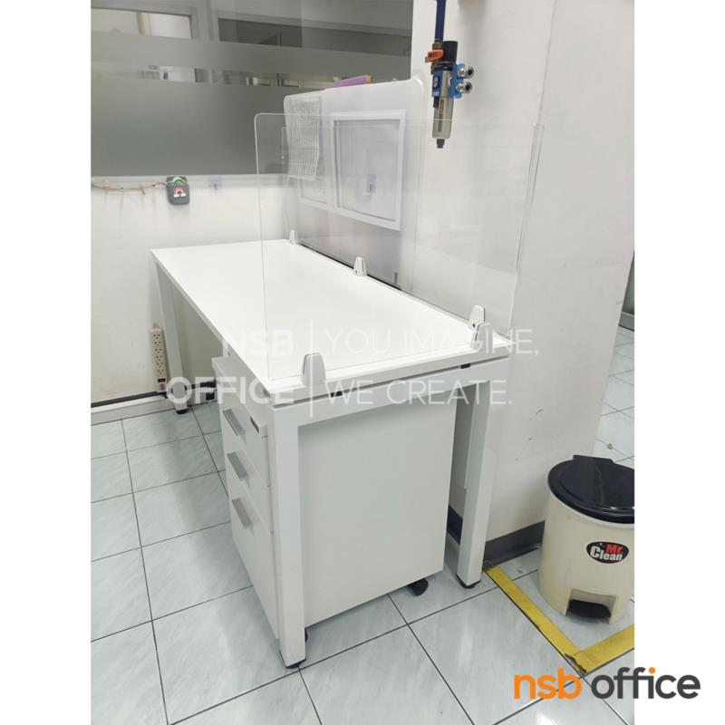 โต๊ะทำงาน บังโป๊ไม้ รุ่น Asha (แอชา) ขนาด 120W ,135W ,150W cm. ลิ้นชักไม้ล้อเลื่อน ขาเหล็กเหลี่ยม