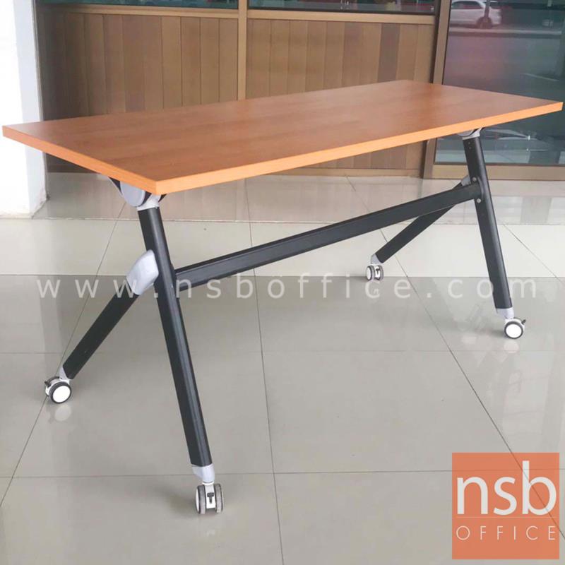 A18A094:โต๊ะพับล้อเลื่อน รุ่น Marcelline (มาเซลีน)  ขนาด 150W cm. โครงขาเหล็ก ลูกล้อใหญ่