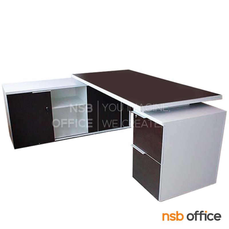 โต๊ะผู้บริหารตัวแอล  รุ่น MN-E200 ขนาด 200W cm. พร้อมตู้ข้าง 2 ลิ้นชัก 