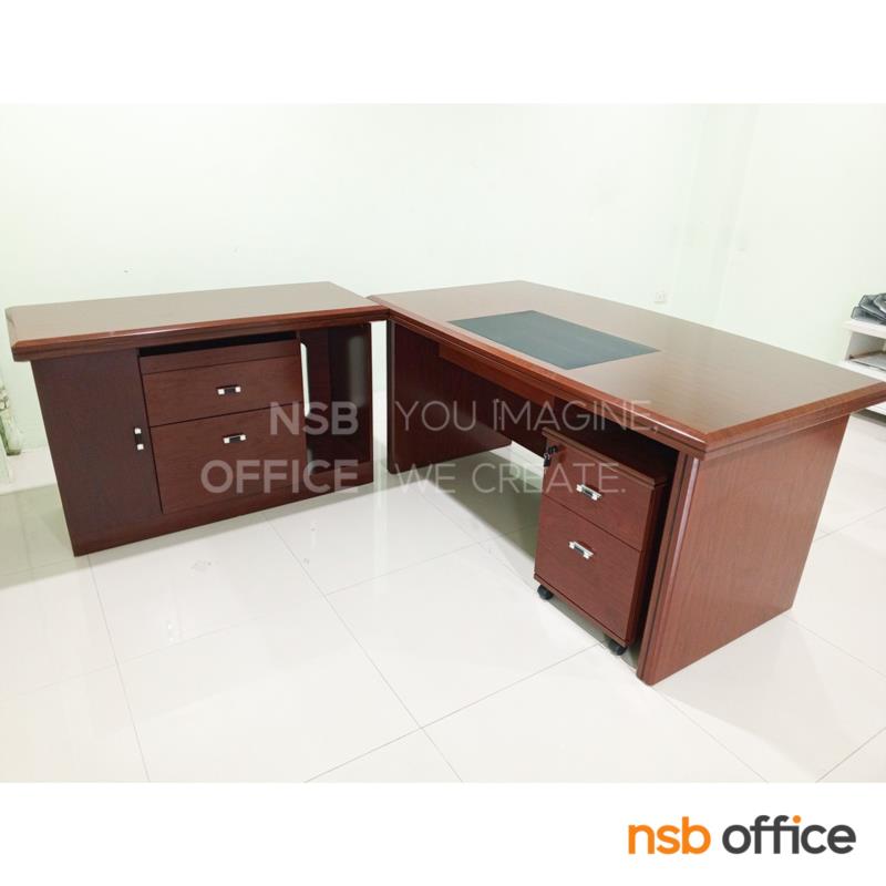 โต๊ะผู้บริหารตัวแอล  รุ่น Campbell (แคมป์เบลล์) ขนาด 160W cm. พร้อมตู้ข้างและตู้ลิ้นชัก