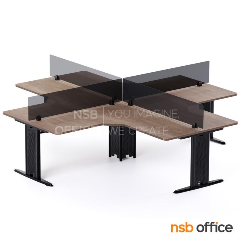 A27A006:ชุดโต๊ะทำงานกลุ่ม 4 ที่นั่ง  รุ่น TY-WS014G  ขนาด 240W cm. พร้อมมินิสกรีนกระจก