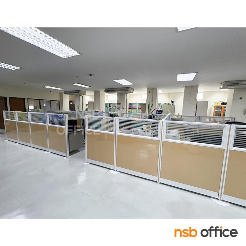 พาร์ทิชั่นแบบครึ่งทึบครึ่งกระจกขัดลาย รุ่น P-01-NSB  สูง 120 ซม.พร้อมเสาเริ่ม
