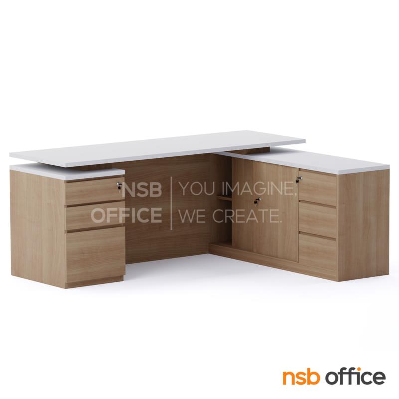 A30A078:โต๊ะผู้บริหารตัวแอล รุ่น Navel (นาเวล) ขนาด 180W cm.  