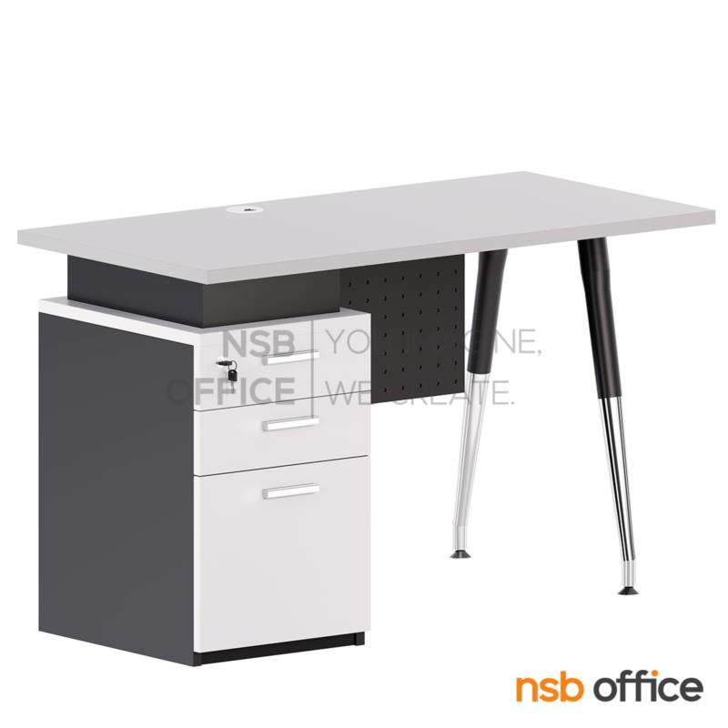 A10A167:โต๊ะทำงานมีลิ้นชักข้าง รุ่น Keffi (เคฟฟี่) ขนาด 120W cm. พร้อมบังตาเหล็ก ตัวเก็บสายไฟรุ่น A04A049