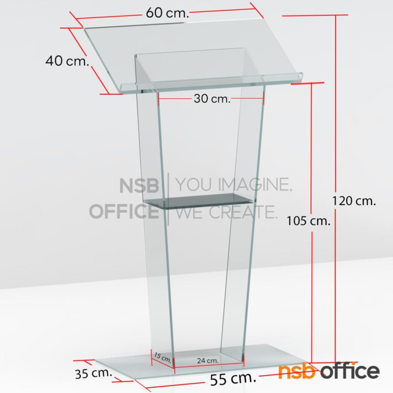 โพเดียมอะคริลิคทรงขาเฉียง รุ่น Zonex (โซเน็กซ์)  อะคริลิคใสล้วน