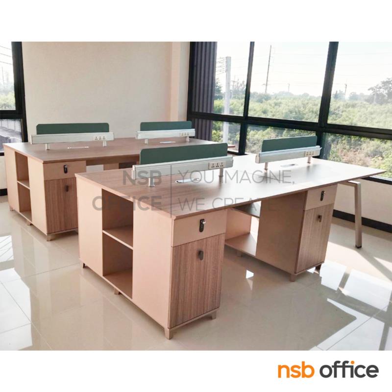 ชุดโต๊ะทำงานกลุ่ม รุ่น Horton (ฮอร์ตัน) 2, 4 ที่นั่ง พร้อมมินิสกรีนและตู้ลิ้นชักล็อครหัส