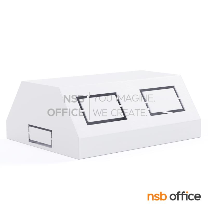 A24A106:กล่องปลั๊กไฟมุมเอียง 45 องศา  รุ่น Mirax (มิแร็กซ์)  ผลิตจากเหล็กพับขึ้นรูป (ใช้งานได้ 2 ด้าน)