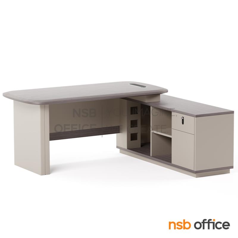 A30A099:โต๊ะผู้บริหารตัวแอล รุ่น Kingsley (คิงสลีย์) ขนาด 180W cm.  