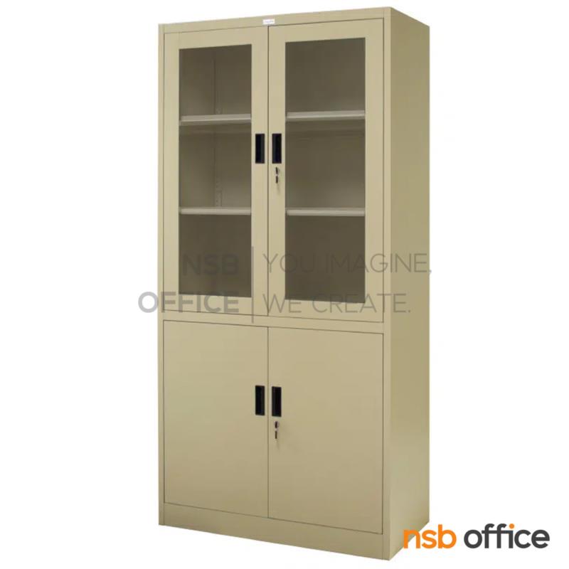 E33A015:ตู้เหล็กบนบานเปิดกระจก-ล่างบานเปิดทึบ รุ่น ZINGULAR-ZSGH-1886 กุญแจแยก   