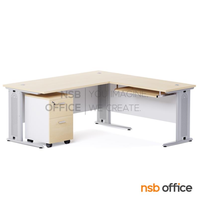 A13A029:โต๊ะทำงานตัวแอล  รุ่น Gento (เก็นโต้) ขนาด 180W1*180W2 cm. ขาเหล็ก