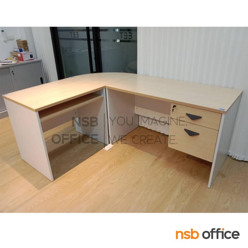 โต๊ะทำงานตัวแอลชุด 3 ชิ้น รุ่น Timberlake (ทิมเบอร์เลก) ขนาด 180W1*140W2 cm. เมลามีน