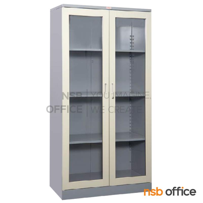 E29A059:ตู้เอกสารหล็ก 2 บานเปิดกระจก รุุ่น CB-12 ขนาด 91.4W* 47D* 181.7H cm. มือจับพลาสติกคู่