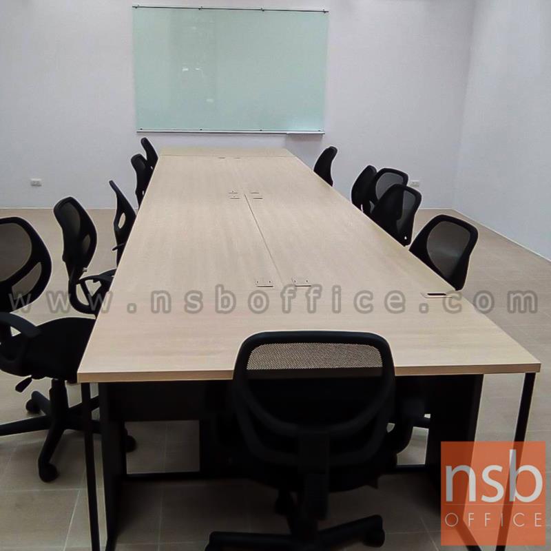 โต๊ะทำงานขาเหล็ก รุ่น Grendel (เกรนเดล)  บังตาไม้ ขาเหล็กกล่อง