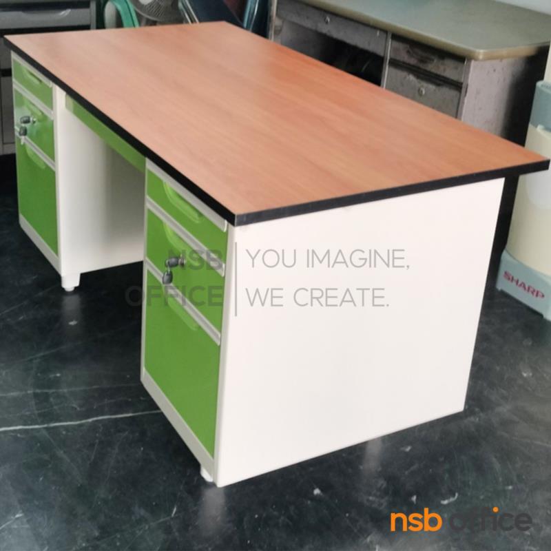 โต๊ะคอมพิวเตอร์เหล็กหน้า TOP ไม้เมลามีน 6 ลิ้นชัก 1 รางคีย์บอร์ด รุ่น EL-TCW ขนาด 4.5 ฟุต, 5 ฟุต  