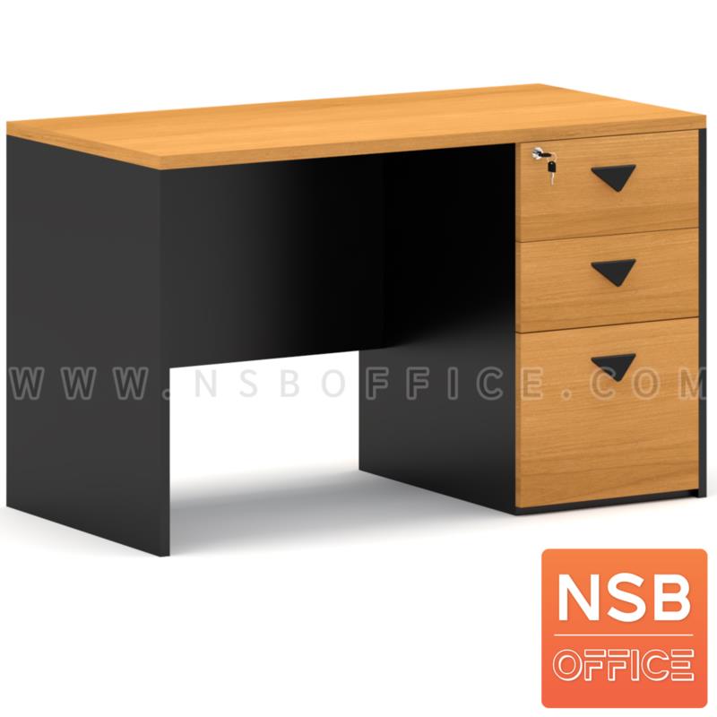 A16A037:โต๊ะทำงาน 3 ลิ้นชัก รุ่น Pierce (เพียซ) ขนาด 120W*150W cm. เมลามีน