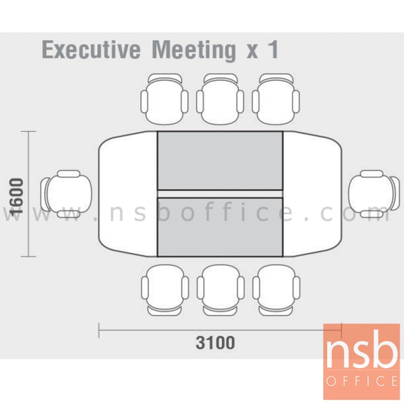 โต๊ะประชุมทรงเรือ รุ่น Salierno (ซาแลร์โน) ขนาด 310W, 470W, 630W cm. ขาเหล็กตัวแอล