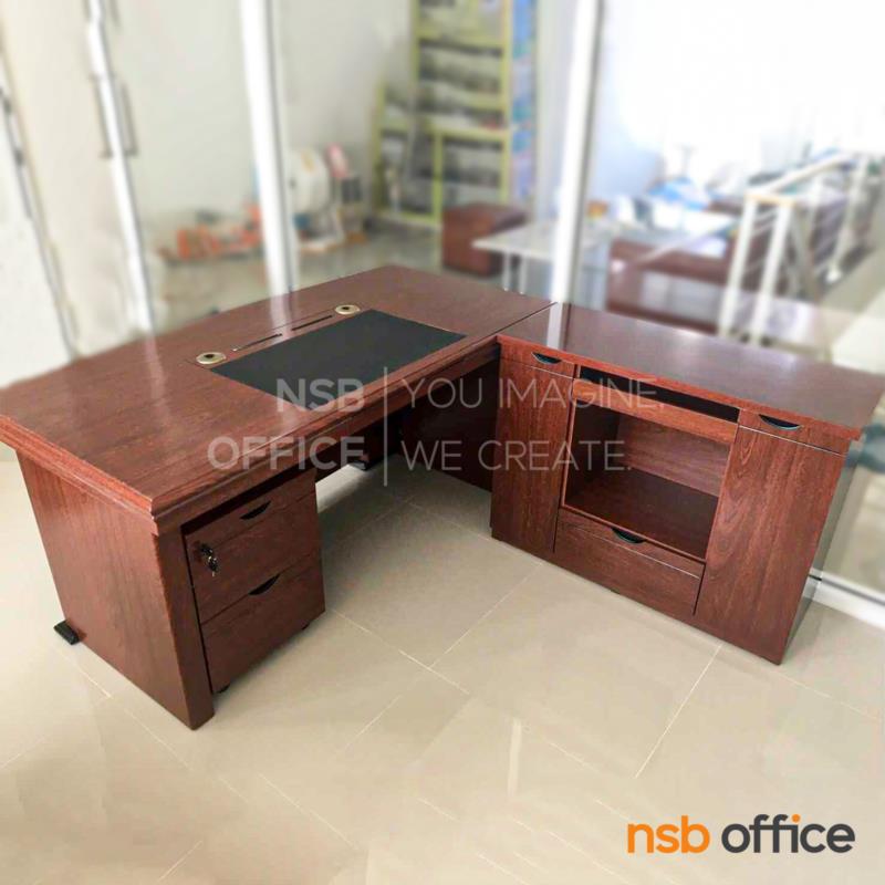 โต๊ะผู้บริหารตัวแอล  รุ่น Downey (ดาวนีย์)  ขนาด 160W ,180W cm.  พร้อมตู้ลิ้นชักและตู้ข้าง
