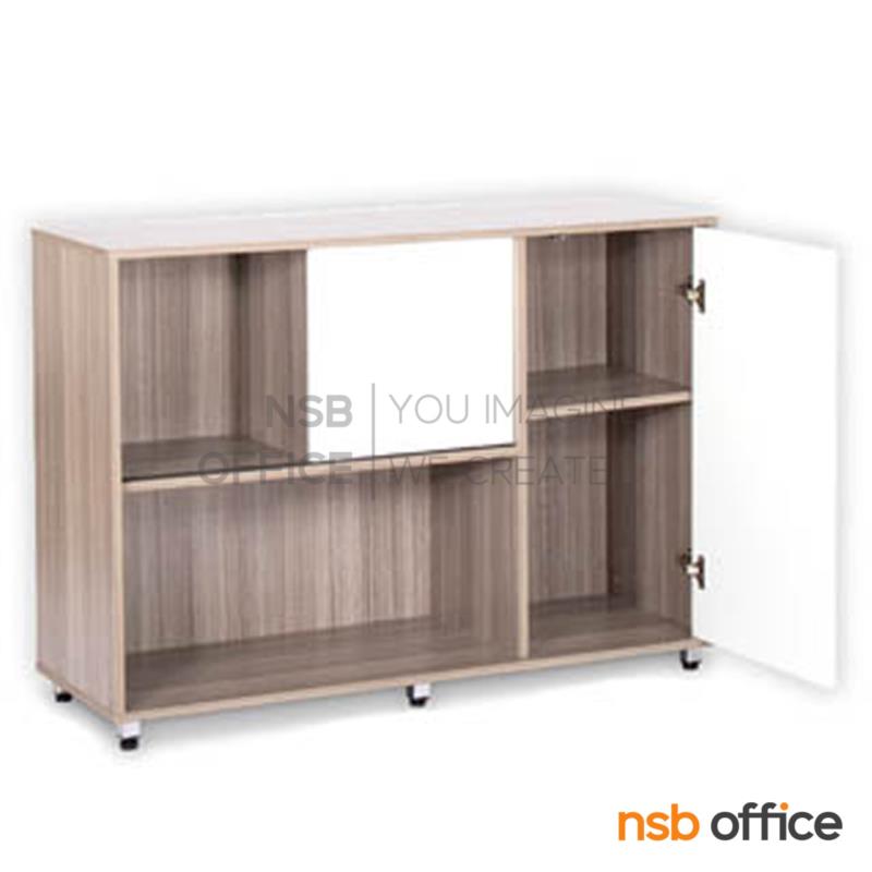 ตู้เอกสาร สูง 85 cm. 1 บานเลื่อน 1 บานเปิด และมีชั้นโล่ง รุ่น Mone (โมเน่)  ล้อเลื่อน