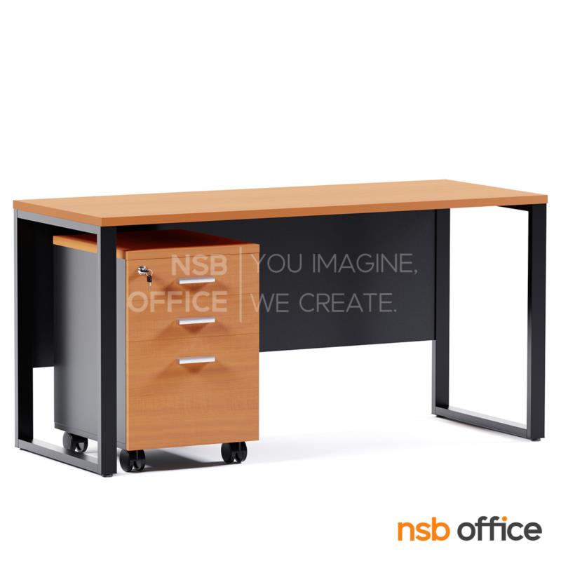 โต๊ะทำงานขาเหล็ก รุ่น Hendrix (เฮนดริค)  บังตาไม้ พร้อมตู้ลิ้นชักล้อเลื่อน