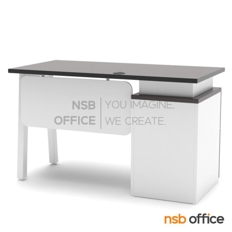 โต๊ะทำงานมีลิ้นชักข้าง รุ่น Veston (เวสตัน) ขนาด 120W*60D cm. พร้อมบังตาไม้ ตัวเก็บสายไฟ รุ่นA04A049