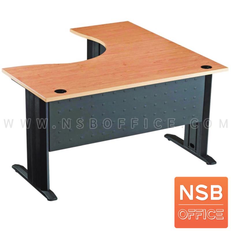 A10A005:โต๊ะทำงานตัวแอลหน้าโค้งเว้า  รุ่น S-DK-62121  ขนาด 120W1*120W2 cm. ขาเหล็กตัวแอลพ่นดำ