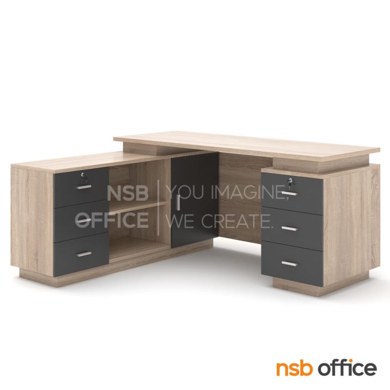 A30A056:โต๊ะผู้บริหารตัวแอล 3 ลิ้นชัก รุ่น Karish (คาริช) ขนาด 160W cm. พร้อมตู้ข้าง