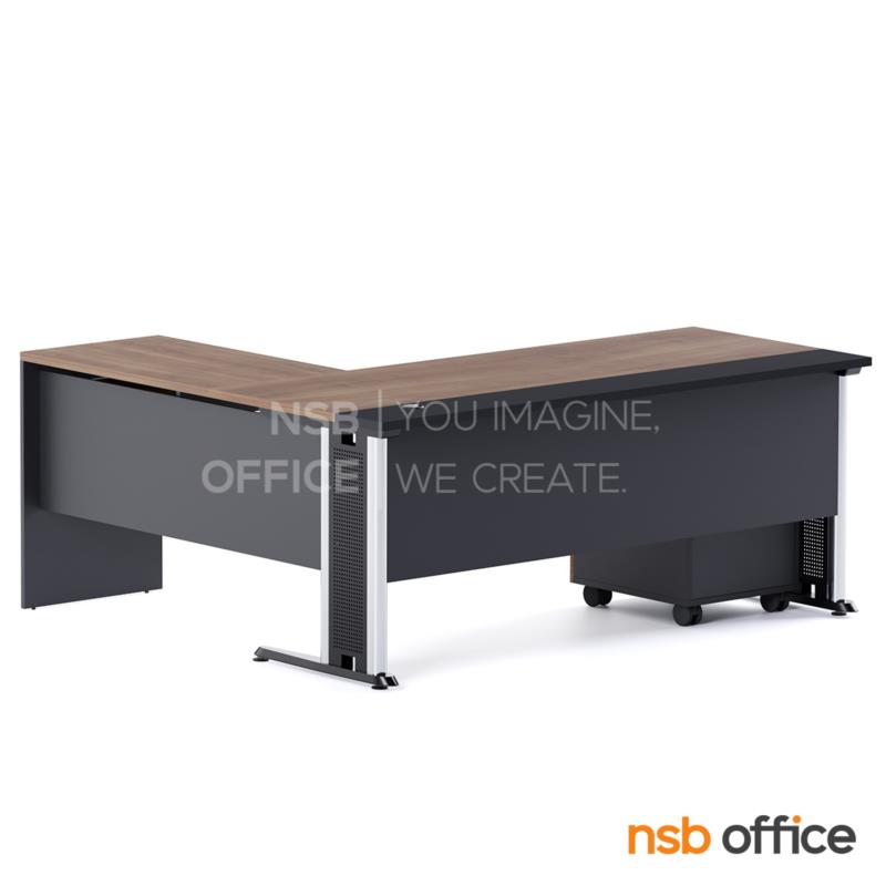 โต๊ะผู้บริหารตัวแอล รุ่น Morello (โมเรลโล) ขนาด 180W1*160W2 cm. ขาเหล็ก พร้อมตู้ลิ้นชักล้อเลื่อน