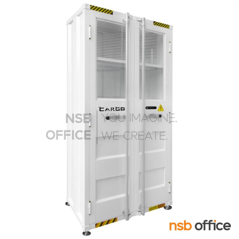 ตู้เหล็ก 2 บานเปิด ชนิดบานเปิดกระจกบน รุ่น Elvar (เอลวาร์) ขนาด 90W*45D*183H cm. 