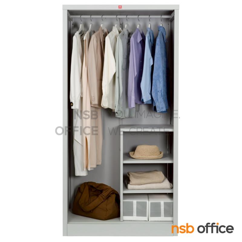 ตู้เสื้อผ้าบานทึบซ้าย กระจกเงาขวา รุ่น KVS-96K ขนาด 91.4W*62D*183H cm. 