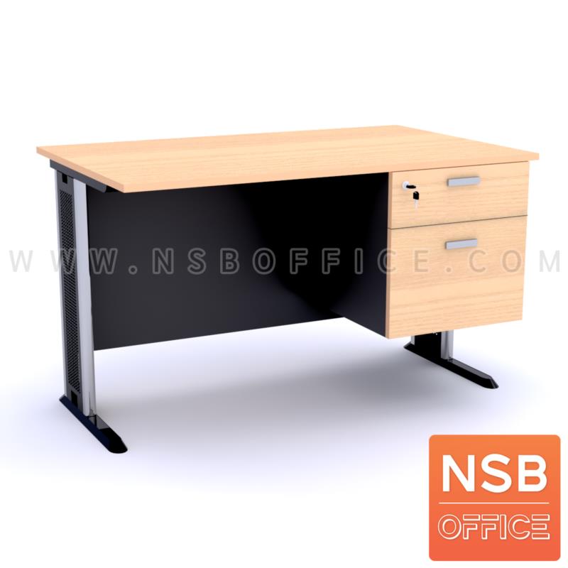 A10A037:โต๊ะทำงาน 2 ลิ้นชัก รุ่น Xynic (ไซนิค) 120W, 135W, 150W (75D, 80D) cm. บังตาไม้ ขาเหล็กตัวแอล 