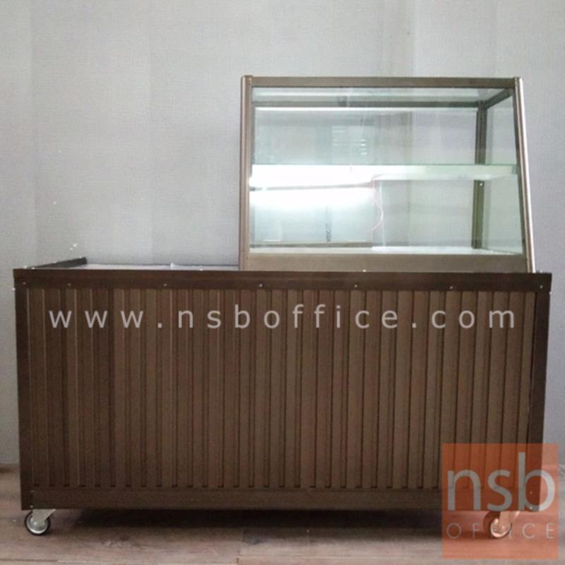 เคาเตอร์ล่าง มีล้อเลื่อน โครงอลูมิเนียมลูกฟูก ลึก 80 ซม.   (3, 4, 5 และ 6 ฟุต ไม่รวมตู้กระจก)