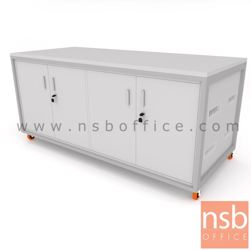 ตู้แลปเก็บอุปกรณ์ บานเปิด รุ่น Senior (ซีเนี่ยร์) top HPL ขนาด 180W cm. ล้อเลื่อน เคลื่อนย้ายได้
