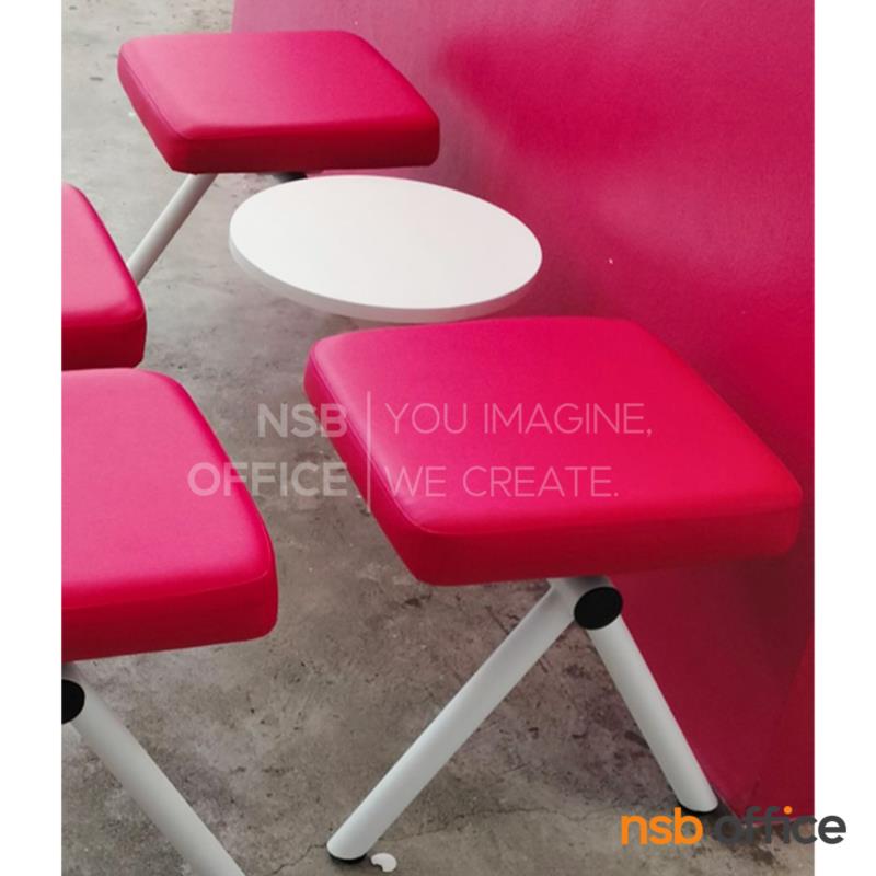 เก้าอี้นั่งคอยหุ้มหนังเทียม 2 ที่นั่ง รุ่น CL-TH ขนาด 140W cm. พร้อมที่วางของ ไม่มีพนักพิง โครงขาเหล็กพ่นขาว