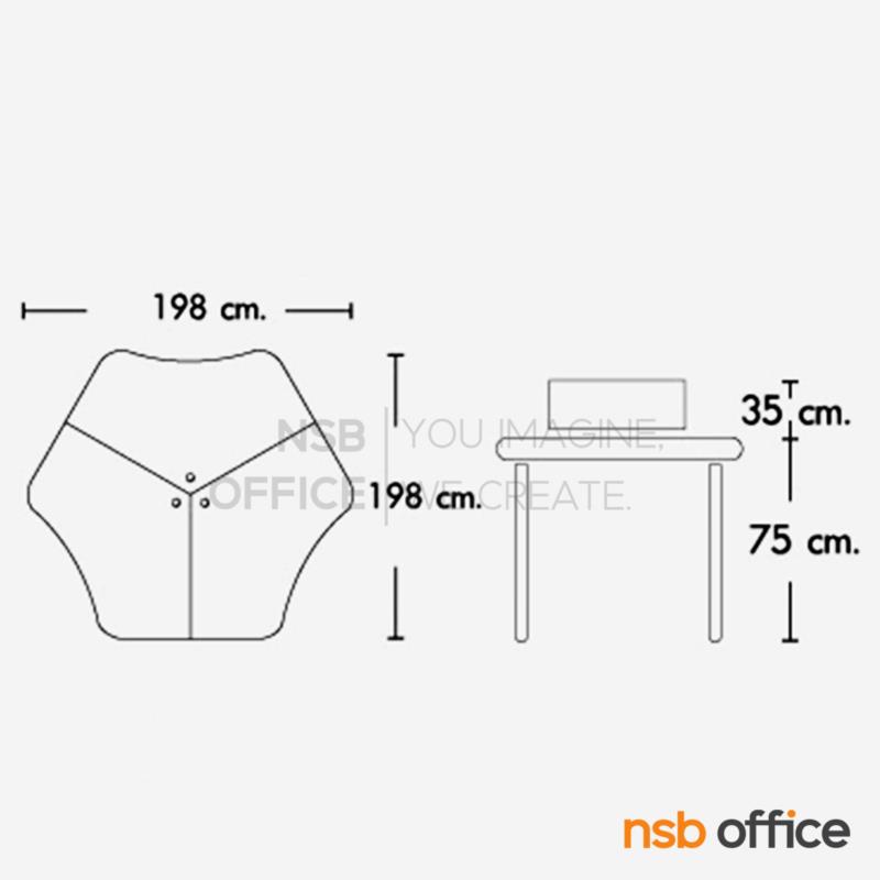 ชุดโต๊ะทำงานกลุ่ม 3 ที่นั่ง  รุ่น CALL-SET1 ขนาด 198W cm. พร้อมด้วยมินิสกรีนบุผ้า 