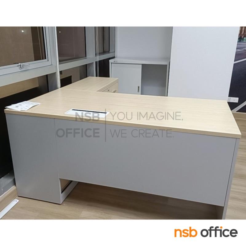 โต๊ะทำงานตัวแอล 3 ลิ้นชัก 2 บานเลื่อน รุ่น Serenade (เซเรเนด)  