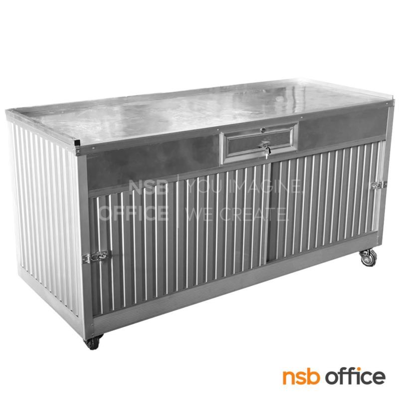 G06A013:เคาเตอร์ล่าง มีล้อเลื่อน โครงอลูมิเนียมลูกฟูก ลึก 80 ซม.   (3, 4, 5 และ 6 ฟุต ไม่รวมตู้กระจก)