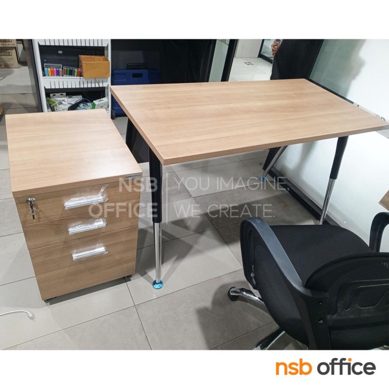 โต๊ะทำงานพร้อมลิ้นชักไม้ล้อเลื่อน รุ่น Plantnery (แพลนเนอรี่) ขนาด 120W cm. มีบังตา ขาเหล็ก 