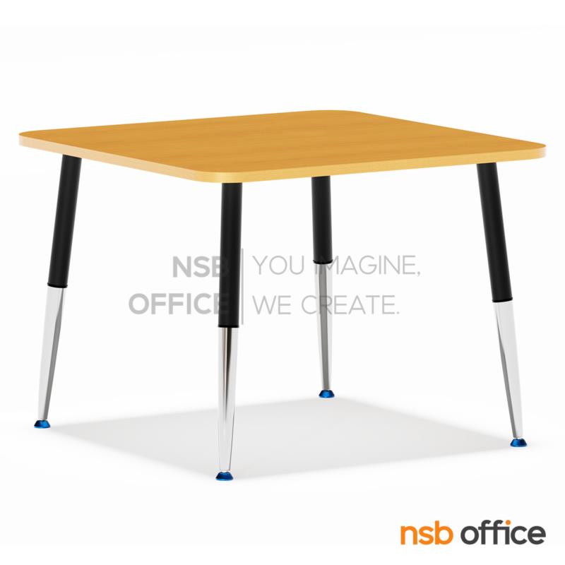 โต๊ะประชุมทรงเหลี่ยมมุมโค้ง   ขนาด 100W cm. ขาปลายเรียวตัดโครเมี่ยม