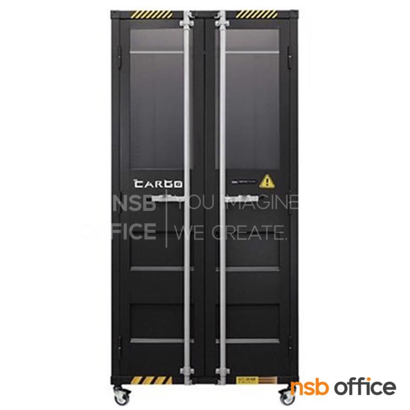 E05A010:ตู้เสื้อผ้า 2 บานเปิด ชนิดบานกระจกบน รุ่น Zeylan (เซย์ลัน) ขนาด 90W*60D*195H cm. 